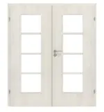 Frontansicht von CLASSEN Doppelflügeltür Demeter M5 Esche Weiß 3D Look mit Lichtausschnitt inkl. Zarge