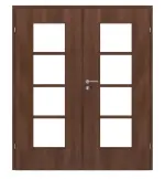 Frontansicht von CLASSEN Doppelflügeltür Demeter M5 Nuss Primo mit Lichtausschnitt inkl. Zarge