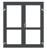 Frontansicht in db703 von Innentür-Set 2-flg. Aluminium Rohrrahmentür ES 50 mit LA-02 inkl. Blockzarge - Hörmann