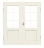 Frontansicht von LEBO Doppelflügeltür Formelle 20 Weißlack mit Lichtausschnitt 6 LA mit Zarge