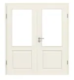 Frontansicht von LEBO Doppelflügeltür Formelle 20 Weißlack mit Lichtausschnitt mit Zarge