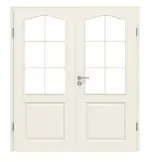 Frontansicht von LEBO Doppelflügeltür Formelle 21 Weißlack mit LA Sprossen mit Zarge