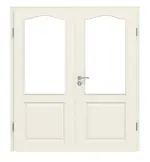 Frontansicht von LEBO Doppelflügeltür Formelle 21 Weißlack mit Lichtausschnitt mit Zarge