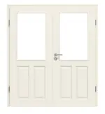 Frontansicht von LEBO Doppelflügeltür Formelle 40 Weißlack mit Lichtausschnitt mit Zarge
