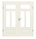Frontansicht von LEBO Doppelflügeltür Formelle 41 Weißlack mit Lichtausschnitt 3 LA oben mit Zarge