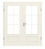 Frontansicht von LEBO Doppelflügeltür Formelle 41 Weißlack mit 6 LA Sprossen mit Zarge