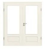 Frontansicht von LEBO Doppelflügeltür Formelle 41 Weißlack mit Lichtausschnitt 1 LA mit Zarge
