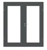 Frontansicht von CLASSEN Doppelflügeltür Frame 5.6 Uni Graphit Dekorfolie mit Lichtausschnitt inkl. Zarge
