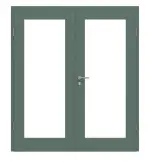 Frontansicht von CLASSEN Doppelflügeltür Frame 5.6 Uni Green Dekorfolie mit Lichtausschnitt inkl. Zarge