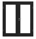Frontansicht von CLASSEN Doppelflügeltür Frame 5.6 Uni Schwarz Dekorfolie mit Lichtausschnitt inkl. Zarge