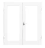 Frontansicht von CLASSEN Doppelflügeltür Frame 5.6 Uni Weiß Dekorfolie mit Lichtausschnitt inkl. Zarge