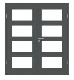Frontansicht von CLASSEN Doppelflügeltür Frame 5.7 Uni Graphit Dekorfolie mit Lichtausschnitt inkl. Zarge