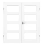 Frontansicht von CLASSEN Doppelflügeltür Frame 5.7 Uni Weiß Dekorfolie mit Lichtausschnitt inkl. Zarge