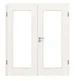 Frontansicht von Landhaus 1 LA Classic Durat Verkehrsweiß RAL 9016 Doppelflügeltür inkl. Zarge - Huga