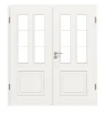 Frontansicht von Landhaus 3 LA Sprosse 1/3 Classic Durat Verkehrsweiß RAL 9016 Doppelflügeltür inkl. Zarge - Huga