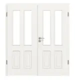 Frontansicht von Landhaus 4 LA Classic Weißlack Doppelflügeltür inkl. Zarge - Huga