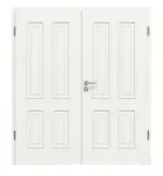 Frontansicht von Landhaus 4 Classic Durat Verkehrsweiß RAL 9016 Doppelflügeltür inkl. Zarge - Huga