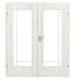 Frontansicht von CLASSEN Doppelflügeltür Glas M4 Norwegische Esche CPL mit Lichtausschnitt (Sprossen) inkl. Zarge