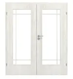 Frontansicht von CLASSEN Doppelflügeltür Glas M5 Norwegische Esche CPL mit Lichtausschnitt (Sprossen) inkl. Zarge