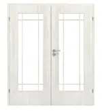 Frontansicht von CLASSEN Doppelflügeltür Glas M6 Norwegische Esche CPL mit Lichtausschnitt (Sprossen) inkl. Zarge