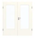 Frontansicht von GARANT Doppelflügeltür inkl. Zarge 0105-60 Pearl White CPL mit Lichtausschnitt LA-DIN