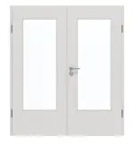 Frontansicht von GARANT Doppelflügeltür inkl. Zarge 0160-60 Silver Grey CPL mit Lichtausschnitt LA-DIN