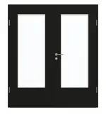 Frontansicht von GARANT Doppelflügeltür inkl. Zarge 0901-60 Black Resopal mit Lichtausschnitt LA-DIN