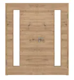 Frontansicht von WESTAG Doppelflügeltür Artis Eiche Cross EiC 793 Portalit CPL mit Lichtausschnitt LA-1B bandseitig inkl. Zarge