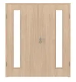 Frontansicht von WESTAG Doppelflügeltür Eiche Eleganzia Ei 342 Portalit CPL mit Lichtausschnitt LA-1B bandseitig inkl. Zarge