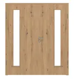 Frontansicht von WESTAG Doppelflügeltür Artis Eiche Ei 793 Portalit CPL mit Lichtausschnitt LA-1B bandseitig inkl. Zarge