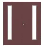 Frontansicht von WESTAG Doppelflügeltür Rosso Jaipur FX 0751 FENIX NTM mit Lichtausschnitt LA-1B bandseitig inkl. Zarge