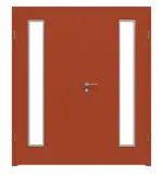 Frontansicht von WESTAG Doppelflügeltür Rosso Namib FX 0789 Fenix NTM mit Lichtausschnitt LA-1B bandseitig inkl. Zarge