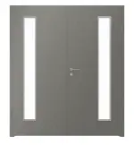 Frontansicht von WESTAG Doppelflügeltür Acciaio Hamilton FX 5000 Fenix NTA mit Lichtausschnitt LA-1B bandseitig inkl. Zarge