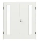 Frontansicht von WESTAG Doppelflügeltür Sira Weiß ähnl. RAL 9003 Westalack Soft mit Lichtausschnitt LA-1B bandseitig inkl. Zarge