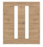 Frontansicht von WESTAG Doppelflügeltür Artis Eiche Cross EiC 793 Portalit CPL mit Lichtausschnitt LA-1D schlossseitig inkl. Zarge