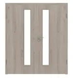 Frontansicht von WESTAG Doppelflügeltür Sala Eiche Ei 443 Portalit CPL mit Lichtausschnitt LA-1D schlossseitig inkl. Zarge