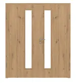 Frontansicht von WESTAG Doppelflügeltür Artis Eiche Ei 793 Portalit CPL mit Lichtausschnitt LA-1D schlossseitig inkl. Zarge