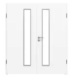 Frontansicht von WESTAG Doppelflügeltür Bianco Kos FX 0032 Fenix NTM mit Lichtausschnitt LA-1D schlossseitig inkl. Zarge