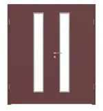 Frontansicht von WESTAG Doppelflügeltür Rosso Jaipur FX 0751 FENIX NTM mit Lichtausschnitt LA-1D schlossseitig inkl. Zarge