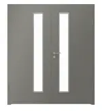 Frontansicht von WESTAG Doppelflügeltür Acciaio Hamilton FX 5000 Fenix NTA mit Lichtausschnitt LA-1D schlossseitig inkl. Zarge