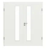 Frontansicht von WESTAG Doppelflügeltür Sira Weiß ähnl. RAL 9003 Westalack Soft mit Lichtausschnitt LA-1D schlossseitig inkl. Zarge