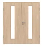 Frontansicht von WESTAG Doppelflügeltür Eiche Eleganzia Ei 342 Portalit CPL mit Lichtausschnitt LA-1 mittig inkl. Zarge