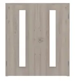 Frontansicht von WESTAG Doppelflügeltür Sala Eiche Ei 443 Portalit CPL mit Lichtausschnitt LA-1 mittig inkl. Zarge