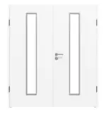 Frontansicht von WESTAG Doppelflügeltür Bianco Kos FX 0032 Fenix NTM mit Lichtausschnitt LA-1 mittig inkl. Zarge