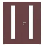 Frontansicht von WESTAG Doppelflügeltür Rosso Jaipur FX 0751 FENIX NTM mit Lichtausschnitt LA-1 mittig inkl. Zarge