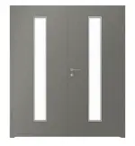 Frontansicht von WESTAG Doppelflügeltür Acciaio Hamilton FX 5000 Fenix NTA mit Lichtausschnitt LA-1 mittig inkl. Zarge