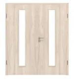 Frontansicht von WESTAG Doppelflügeltür Nussbaum Embla NU 324 Portalit CPL mit Lichtausschnitt LA-1 mittig inkl. Zarge