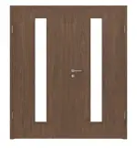 Frontansicht von WESTAG Doppelflügeltür Nussbaum Trentino NU 717 Portalit CPL mit Lichtausschnitt LA-1 mittig inkl. Zarge