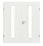 Frontansicht von WESTAG Doppelflügeltür Sira Weiß ähnl. RAL 9003 Westalack Soft mit Lichtausschnitt LA-1 mittig inkl. Zarge