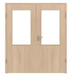 Frontansicht von WESTAG Doppelflügeltür Eiche Eleganzia Ei 342 Portalit CPL mit Lichtausschnitt LA-100 inkl. Zarge